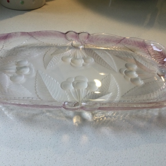 12 x 7 Antique Pink Glass Serving Dish - Picture 2 of 5
